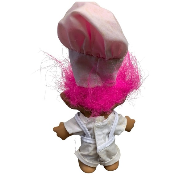 Vtg Ace Novelty Treasure  Troll Doll Pink Hair Chef Apron With Hat Wishstone 90s - Picture 3 of 12